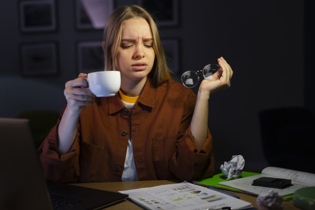 Front view of a smiling woman holding a coffee mug Does caffeine help ADHD